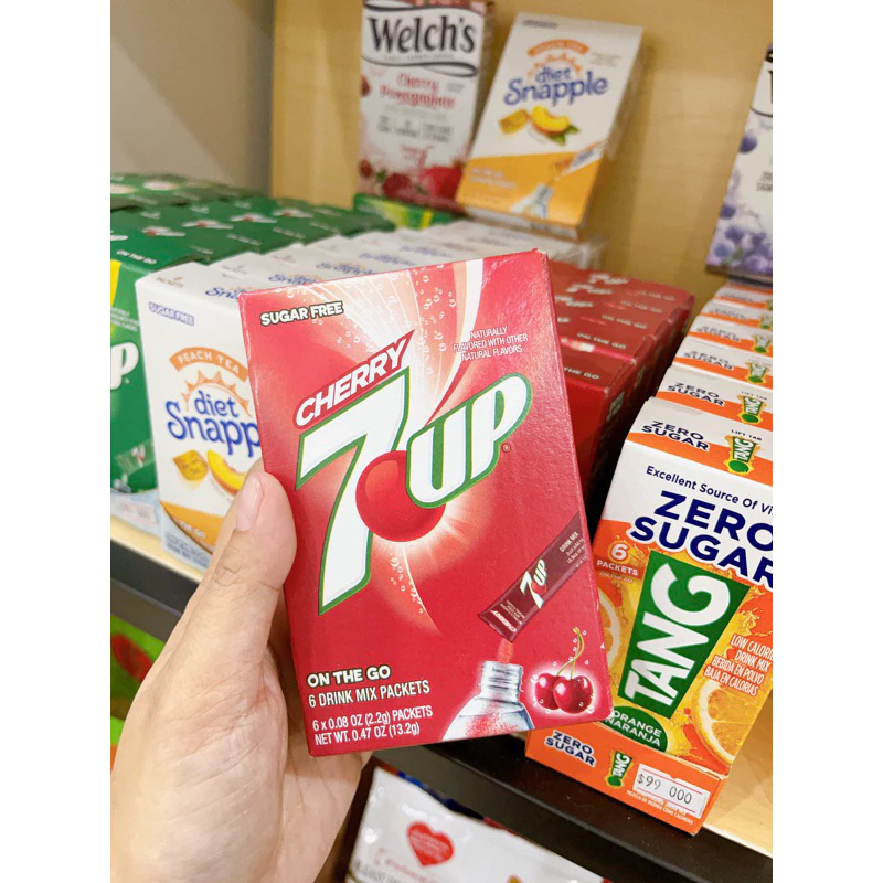 🇺🇸BỘT PHA NƯỚC 7UP VỊ CHERRY CỦA MỸ HỘP 6 GÓI NHỎ