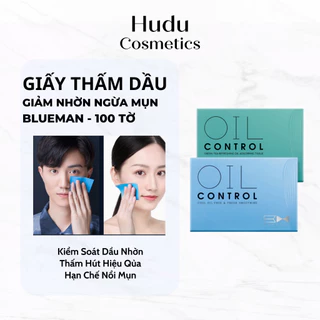 Giấy Thấm Dầu Da Mặt Nam Nữ BLUEMAN Giảm Nhờn Ngừa Mụn 100 Tờ 1 Hộp