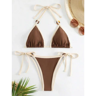 ( ORDER SHEIN ) Set bikini hai mảnh phối hai màu cá tính - BIDY SET