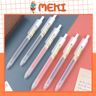 Bút Bi Bấm Mực Gel Dupe Muji 0.5mm Cao Cấp, Viết Trơn Ra Mực Đều, Đồ Dùng Học Tập Dụng Cụ Văn Phòng Phẩm