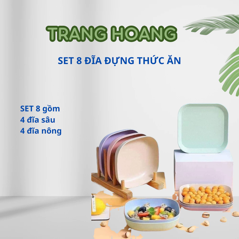 Bộ 8 Đĩa Lúa Mạch Màu Pastel Hình Vuông