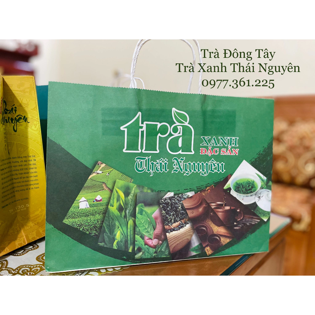 Túi đựng trà Thái Nguyên làm quà biếu tặng, chất liệu giấy kraft đựng từ 500gr đến 1kg