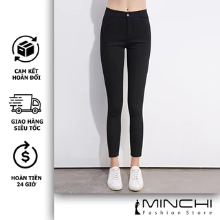 Quần Tregging Cạp Cao Nữ Minchi Chất Umi Hàn Co Giãn 4 Chiều Legging Nữ Khóa Giữa Cao Cấp Hàng Việt Nam Xuất Khẩu (VNXK)