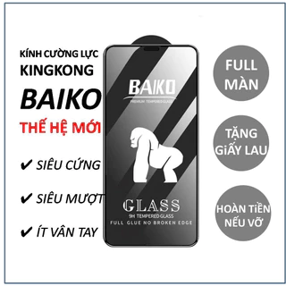 Kính Cường Lực Iphone Cao Cấp Kingkong Baiko Full Viền 6/6Plus/7/7plus/8/8plus/plus/x/xr/xs/11/12/13/14/pro/max -BH NAHU