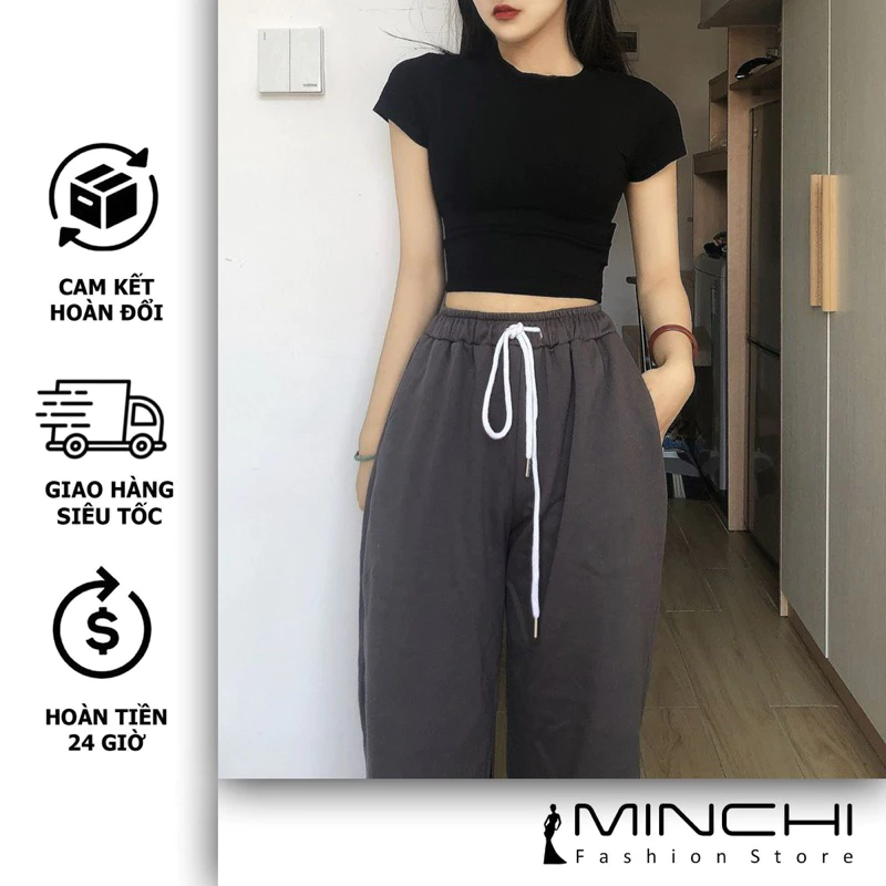 Áo Croptop Nữ Ngắn Tay Minchi Cổ Tròn Cổ Vuông , Cổ U Chất Cotton Siêu Mát