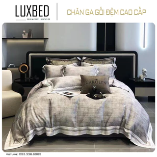 Bộ chăn ga gối Tencel 100s Carolyn họa tiết hiện đại, sang trọng- LUXBED