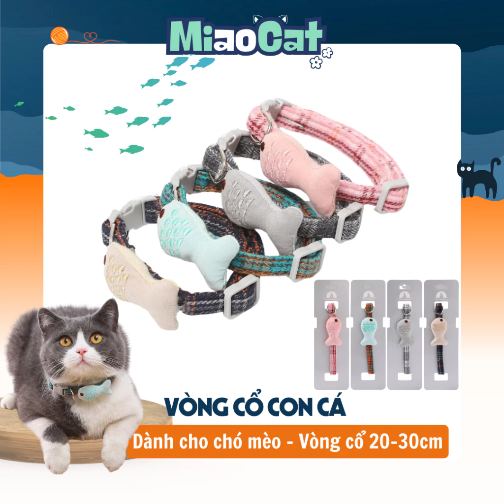 Vòng Cổ Thêu Hình Con Cá Xinh Xắn Cho Mèo VCO005 MIAOCAT