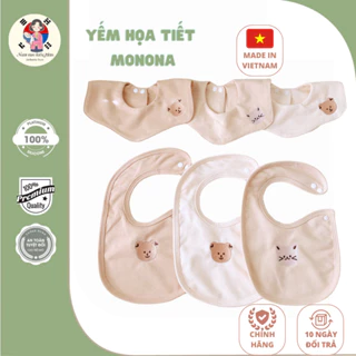 Yếm ăn dặm cổ vuông và yếm cổ tròn organic MONONA 2 lớp với chật liệu mềm mịn không gây kích ứng cho da an toàn sử dụng