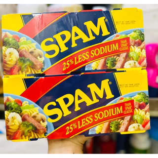 ( Date 2026) Lốc 4 hộp Thịt Hộp Spam Less Sodium 25% 340g giảm mặn