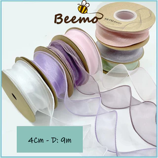 Ruy Băng Viền Sóng Vải Voan Bản 4cm Cuộn 9 Mét