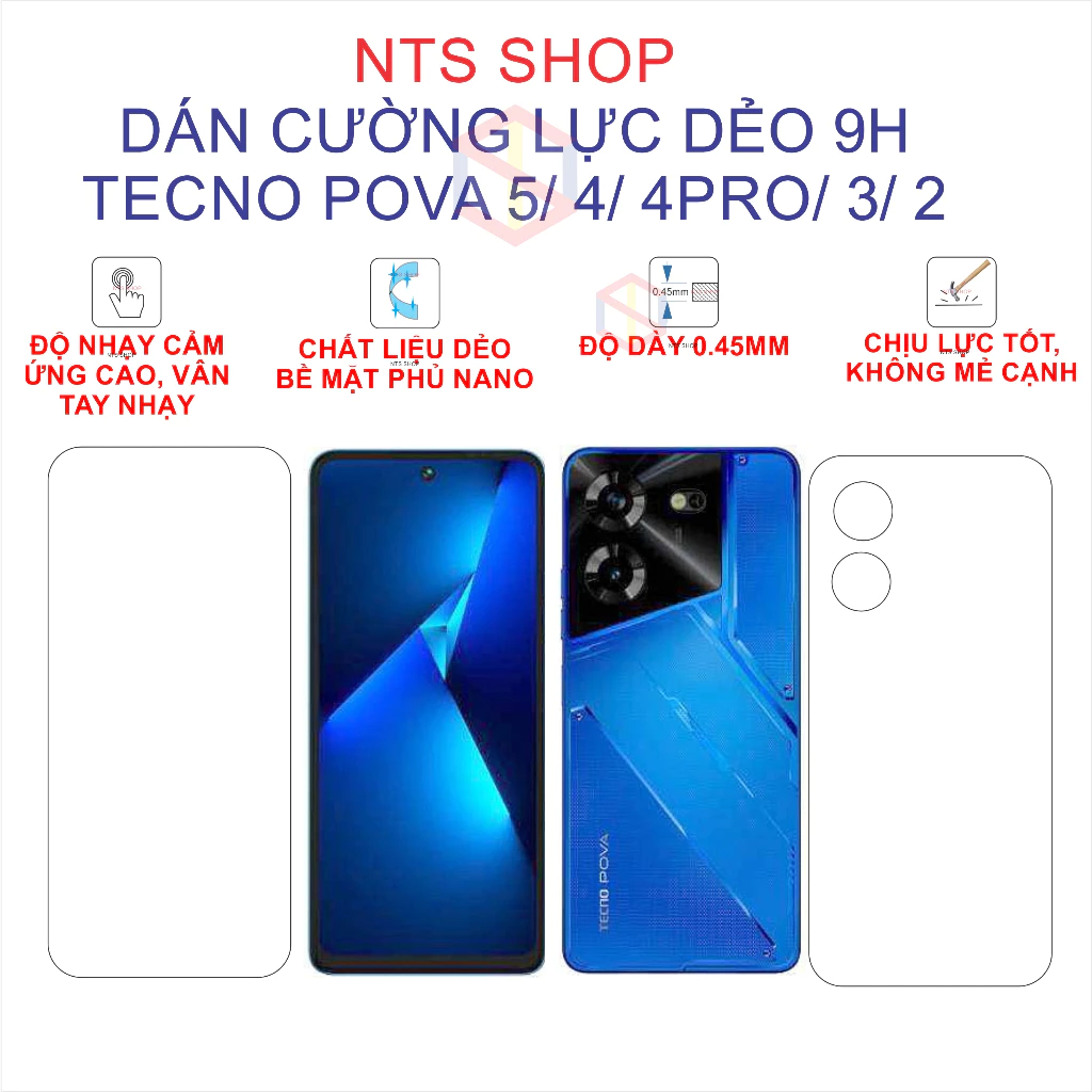 (POVA 3/4/5/6) Dán cường lực nano dẻo 9H+ TECO POVA/ TECNO SPARK/ TECNO CAMON