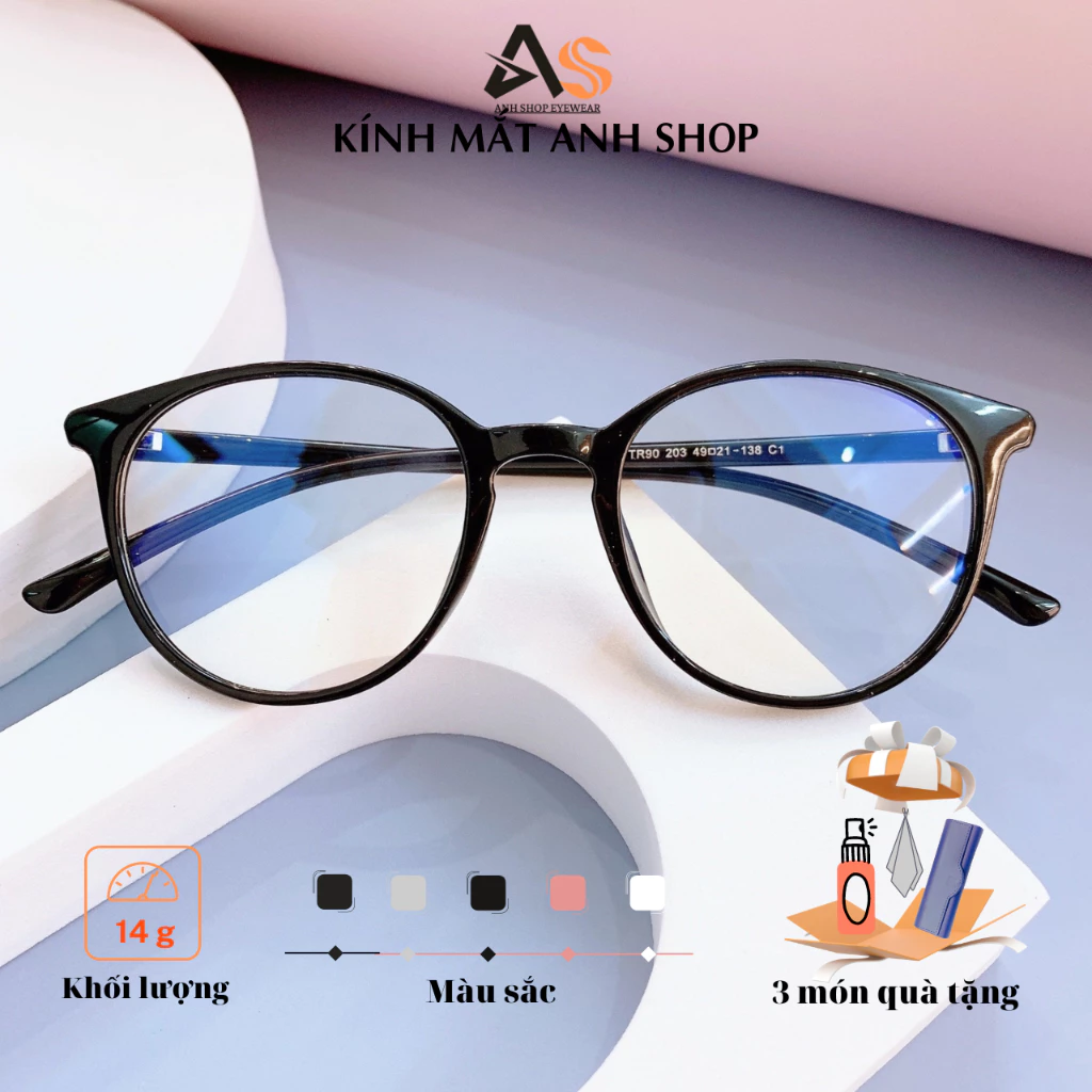Kính tròn thời trang nam nữ chất liệu nhựa dẻo 203A