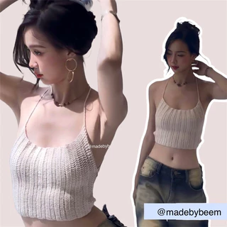 Áo len Bảo Ngọc - áo croptop len móc hở lưng gợi cảm