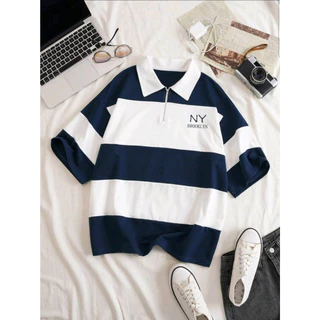 ( ORDER SHEIN ) Áo polo bigsize big size sọc ngang cá tính Hàn Quốc - POLOY TOP (size XL nhắn tin shop)