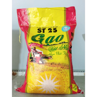 5KG Gạo ST25 - Gạo Ngon Thượng Hạng (Bao vàng) - Gạo Thơm Dẻo Ngọt - Bena Organic