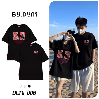 Áo thun cặp đôi nam nữ form rộng Local Brand tay lỡ unisex, áo cặp bạn thân vải cotton By.Duni mẫu FLOWER FULL BOX