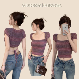 Áo Croptop Nữ Athena Chất Liệu Dệt Kim Buộc Dây Sau Lưng Sexy