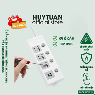 Ổ Cắm Điện Đa Năng Chịu Tải 2500w Cắm Mọi Thiết Bị Tích Hợp Cổng USB 5V Tiện Lợi Dây Dài 2,5 Mét Chống Cháy Nổ An Toàn