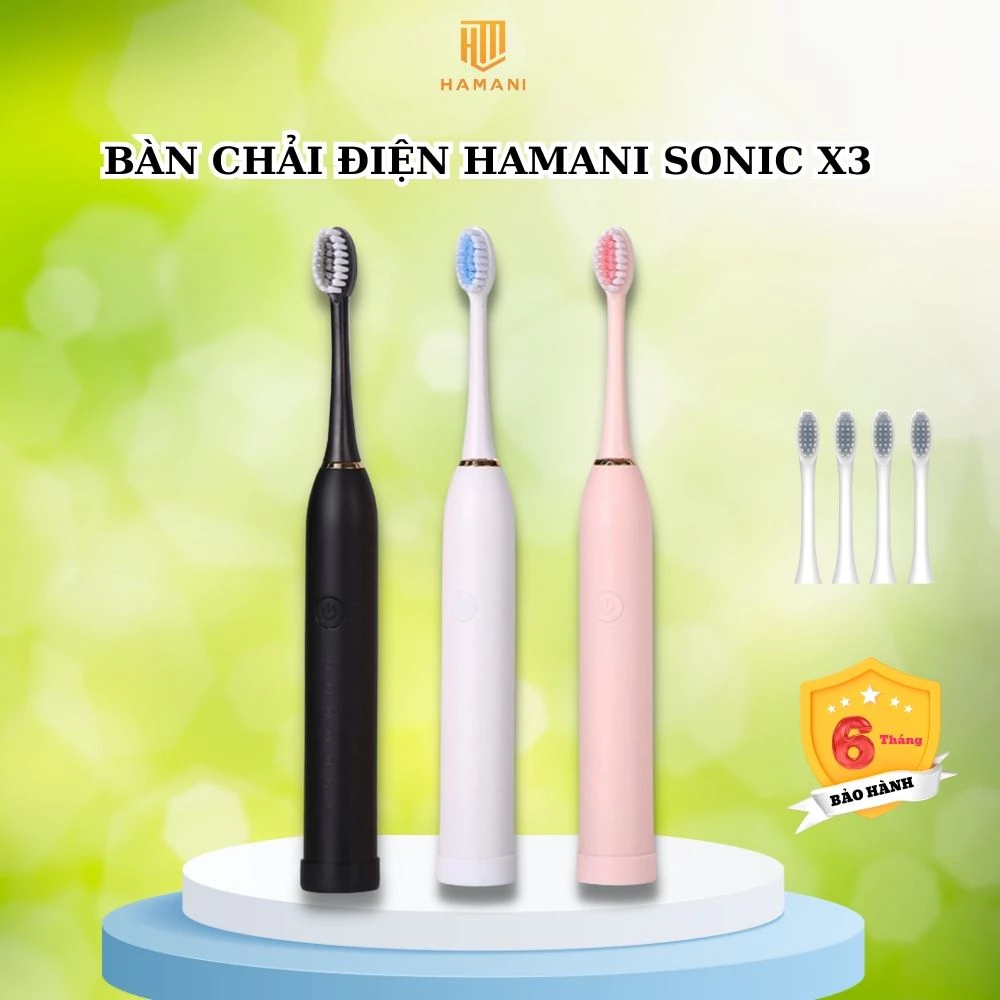 Bàn Chải Điện HAMANI Sonic X3 Bản Cao Cấp 6 Chế Độ Chải - Máy Đánh Răng Bảo Hành 6 Tháng