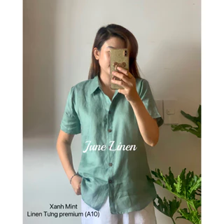 [JUNE LINEN] - HỎA TỐC/Áo sơ mi nữ tay ngắn PURE LINEN. NHIỀU MÀU. A10