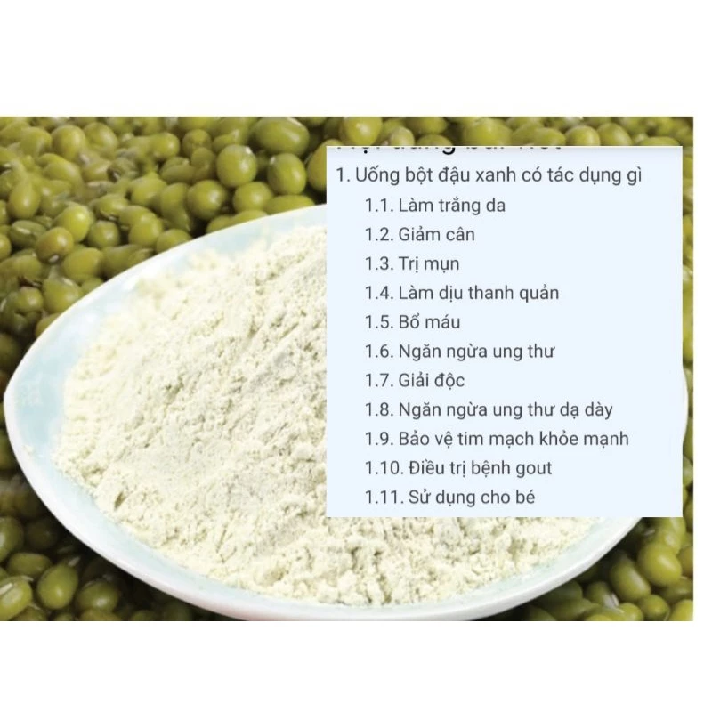 1Kg Bột Đậu Xanh Nhà Làm Thơm Ngon Bổ Dưỡng Hổ Trợ Sức Khoẻ và Làm Đẹp(Túi Zíp)