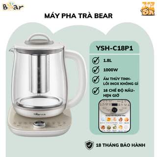 Ấm Pha Trà Đa Năng 1.8L Bear YSH C18P1, Công suất 1000W, Chưng yến, Ủ hãm trà trái cây, BH 18 Tháng