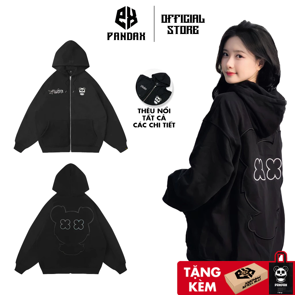 Áo hoodie zip local brand Pandax , hoodie dây kéo nam nữ , áo khoác nỉ form rộng unisex chất nỉ chân cua cotton