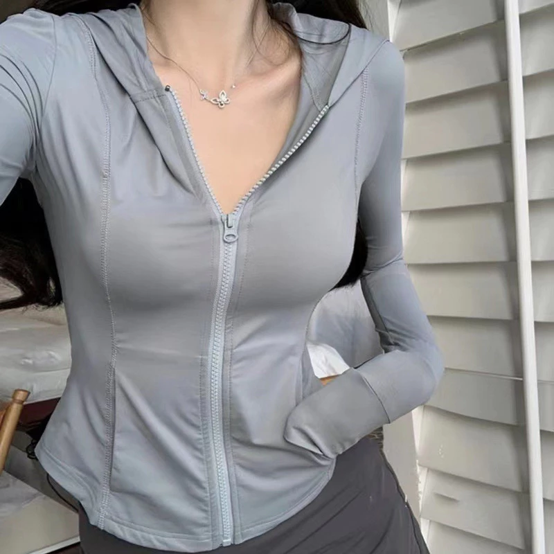 Áo Khoác Chống Nắng Mỏng Nhẹ Thoáng Khí Cho Nữ tay áo dài vừa vặn có mũ trùm đầu Thời Trang Mùa Hè Quyến Rũ