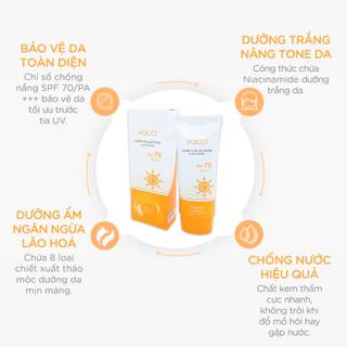 KEM CHỐNG NẮNG VACCI ( lỗi vỏ ko ảnh hưởng chất lượng)- chỉ số SPF 70 PA+++ bạn tha hồ tung thắng dưới nắng