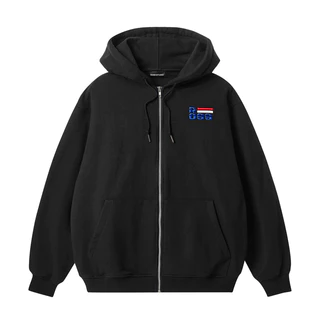 Áo Khoác Hoodie Zip Đen Ross Studio Nỉ Chân Cua Logo Thêu 3D - Full Zip Hoodie - ROSS STUDIO