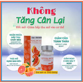 Thảo mộc giảm cân Ketoslim 30 tinh chất bưởi Chính Hãng /Hộp 30viên