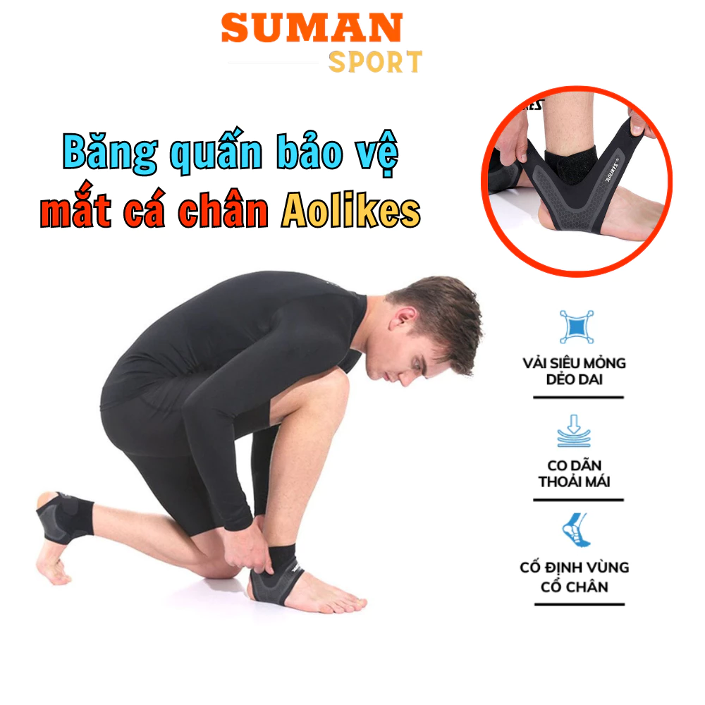 Băng cuốn cổ chân Aolikes bảo vệ mắt cá chân đai bảo vệ cổ chân chơi thể thao bóng chuyền cầu lông