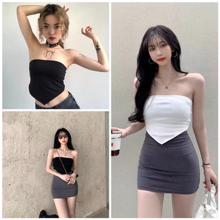 Áo ống nữ croptop tà nhọn basic cá tính siêu ngầu (KO MÚT)