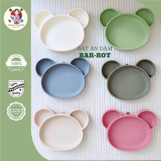 Khay ăn dặm GẤU Barrot KHÔNG NẮP được làm bằng chất liệu platinum silicone cao cấp chia ngăn có đế siêu hít mới nhất2024