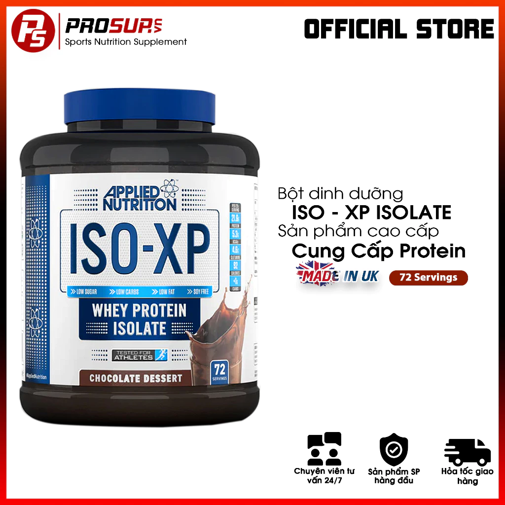 ISO XP, Whey Protein Isolate ( Applied Nutrition 1,8kg/72 Servíngs ), Sữa tăng cơ giảm mỡ, cung cấp 100% protein isolate