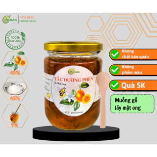 Tắc đường phèn mật ong nguyên chất Durian 250gr hũ thủy tinh hỗ trợ giảm ho, đau họng, làm quà tặng cho người thân.