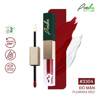 Son Siêu Lì 2 Đầu POSSHE 3304 - Đỏ Mận Bền Màu 16h++ Chống Lem Lâu Trôi