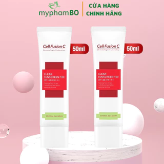 Kem chống nắng Cell Fusion C Xanh Mẫu Mới Cho Da Dầu Mụn Clear Sunscreen 100 SPF50+ PA +++