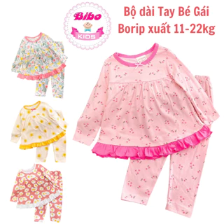 [10-22kg] Bộ dài tay cotton chính phẩm in hình siêu xinh cho bé gái