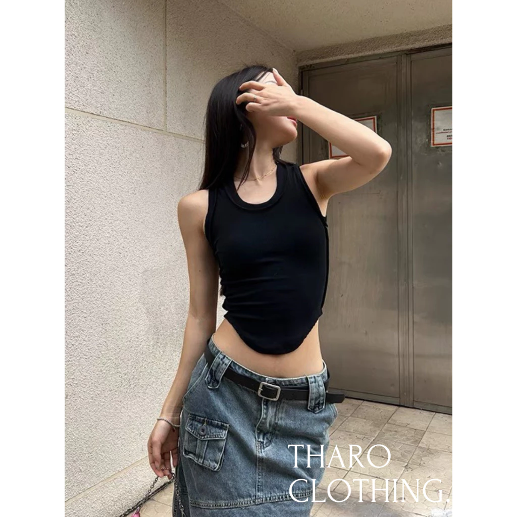 Áo Croptop Ba Lỗ Vạt Bầu, Viền Ngược - Tharo Clothing [AO00141]