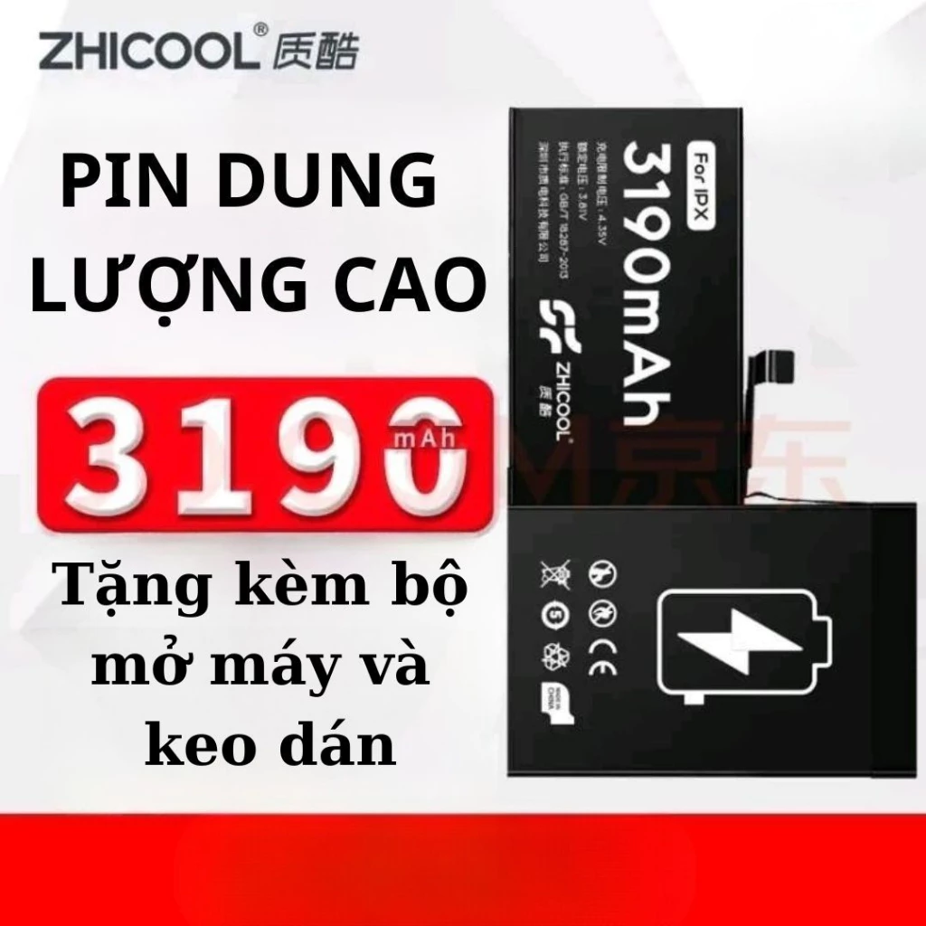 Pin dung lượng cao các mã: 11Prm, Xsm, 7P, 8P, 6SP... Tặng kèm bộ mở máy và keo dán, Bảo hành 3 tháng