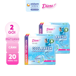 Bộ 2 băng vệ sinh Diana Sensi Cool Fresh siêu mỏng cánh gói 20 miếng