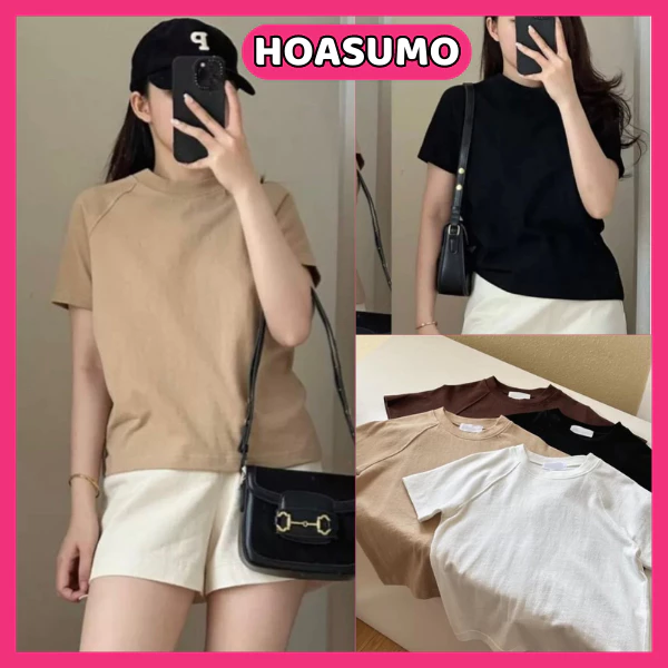 Áo babytee trơn,áo thun nữ chất cotton khô basic tay zap lăng trẻ trung hotttrend 2023 SA6 HOASUMO