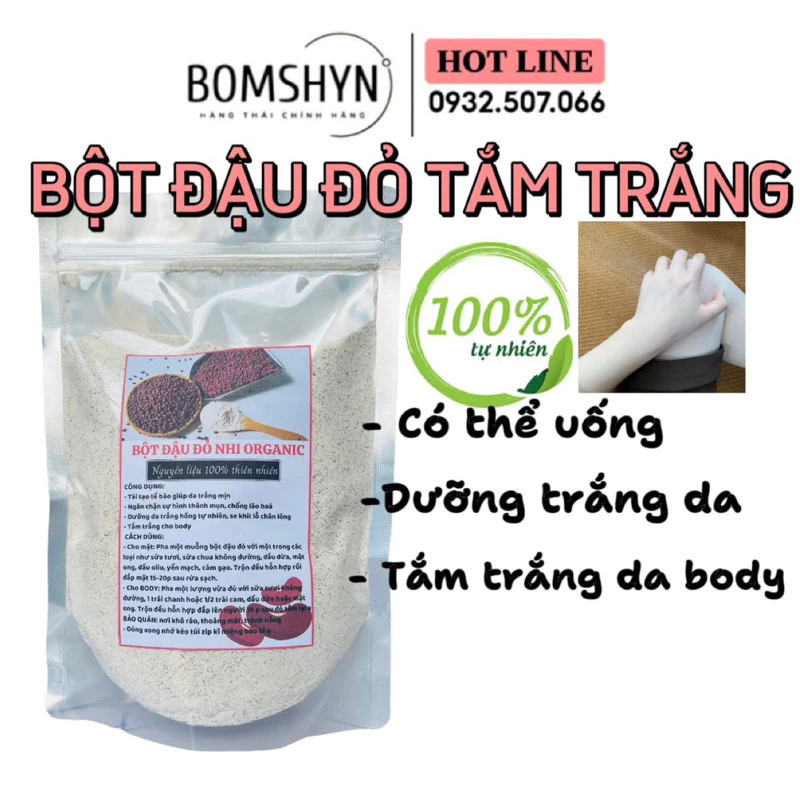 1 kg bột đậu đỏ tắm trắng hạt nhỏ nguyên chất đắp mặt nạ ngăn ngừa mụn trắng da Nhi Organic