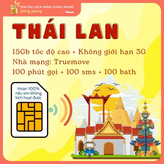Sim du lịch Thái Lan TRUE MOVE 8 ngày 12Gb tốc độ cao miễn phí gọi và nhắn tin 20 sms