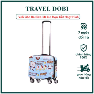 Vali Du Lịch Cho Bé IDOBI Size 18 Inch Vali Tay Kéo Trẻ Em Họa Tiết Hoạt Hình