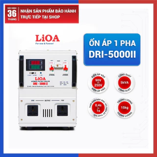 Ổn Áp 1 Pha LiOA 5000VA Dải Điện 90v-250v DRI-5000II 2 Ổ Cắm - Bảo Vệ Quá Tải, Quá Áp Đầu Vào, Nắp Che An Toàn