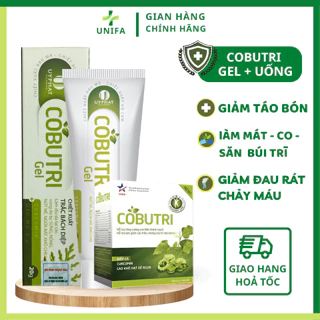 Gel bôi trĩ COBUTRI GEL - Kem bôi trĩ hỗ trợ giảm trĩ, giúp co búi trĩ, giảm táo bón và đau rát hậu môn - Tuýp 20G