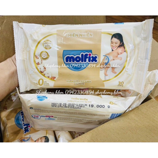 Khăn giấy Ướt Molfix Organic Thiên nhiên, không cồn dùng an toàn cho bé gói 30 tờ