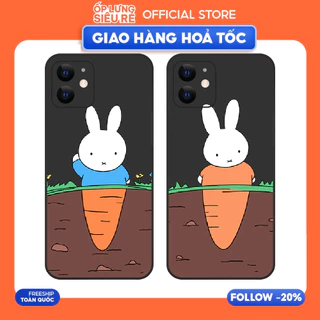 Ốp lưng cạnh vuông Iphone 6G/XR/11/12 Pro/13/14+/14 Pro/....viền bảo vệ camera hình Thỏ Cà Rốt